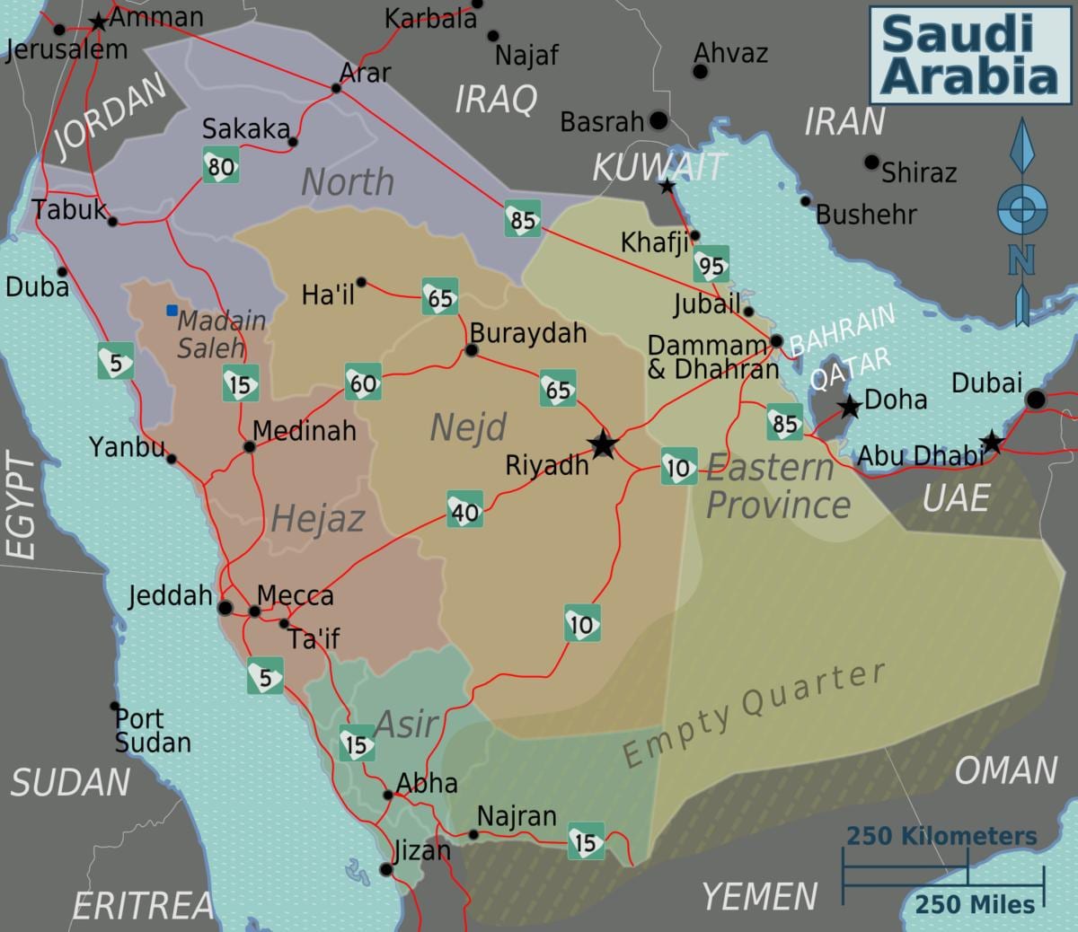 KSA வரைபடம் நகரங்களில்